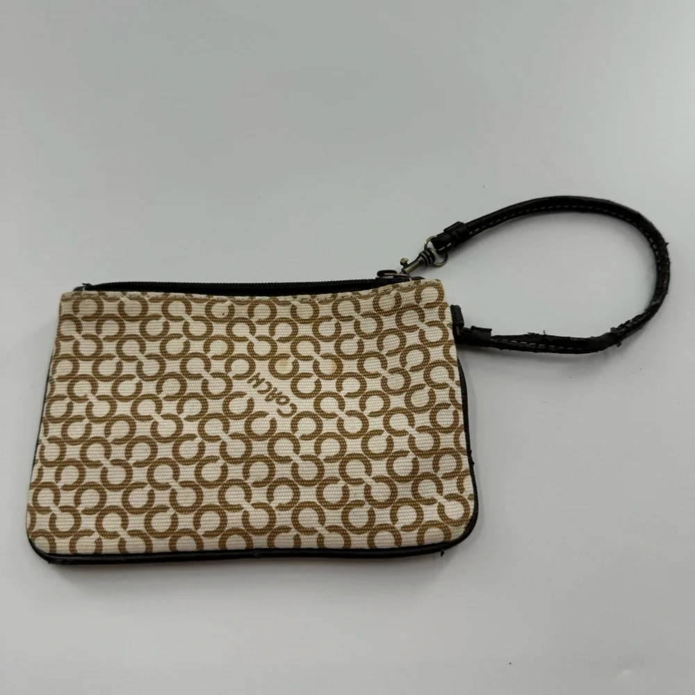 Coach Beige & Tan Signature Wristlet – Classic Monogram - Picture 3 of 4